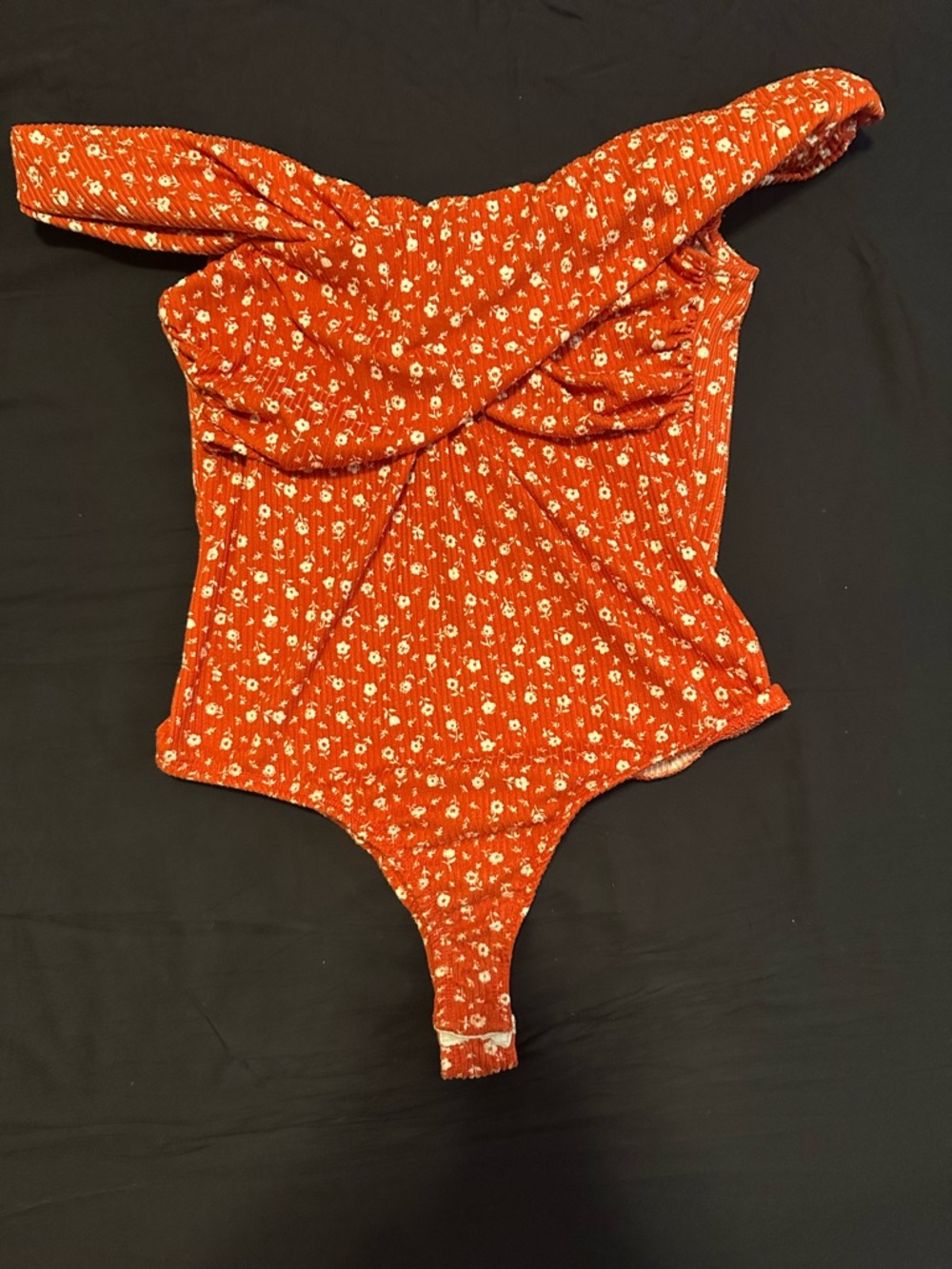 Lulu's Red Floral One-Shoulder Bodysuit